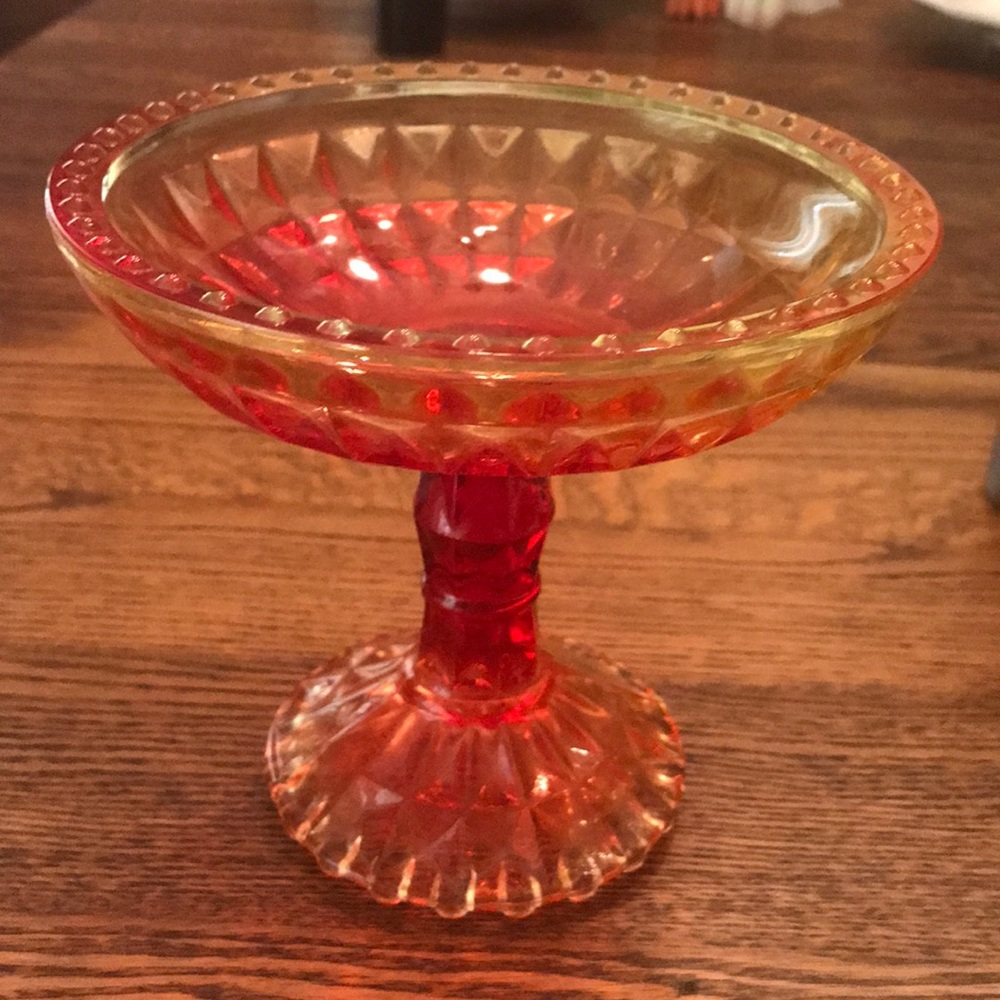 Ruby Amber Footed Compote/Candy Dish